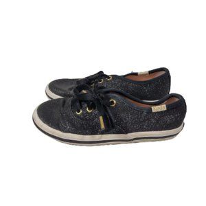 Keds Kate Spade Black Champion Glitter Sneakers Girl's Size 10M Sparkle